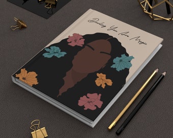 Black Woman Journal, Hardcover Journal Matte Finish, Mental Health Gratitude Journal, Travel Journal, Self Care Journal, Gift For Her
