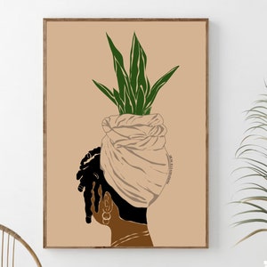 Black Woman With Locs,  Black Girl With Locs, Woman with dreadlocks Art Print, DIGITAL  DOWNLOAD, Woman Illustration, Afro Art, Locs, Dreads