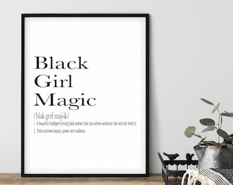 Definición de magia de chica negra, descarga digital, arte de mujeres negras, impresión artística de definición, arte afroamericano, arte de pared, arte de afirmación