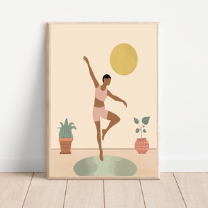 Yoga Black Woman Wall Art, Black Girl Art Print, INSTANT DOWNLOAD , African American Wall Art, African Woman Art, Woman Illustration