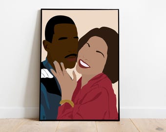 Martin And Gina, Martin Tv Show Art Print, DIGITAL DOWNLOAD, 90's Classic Tv Show, Black Couple Art, Afro Art Print, Black Classic Tv