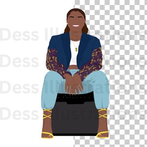 Onzekere png, digitale download, Issa Rae clipart, zwarte tv-show clipart, vrouwelijke illustratie png, zwarte vrouwen clipart