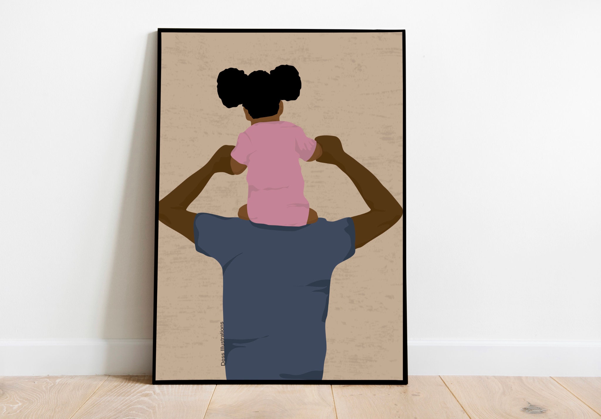 African American Father & Daughter Art, DIGITAL DOWNLOAD, Daughter and ...