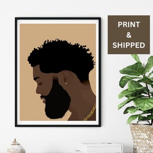 Black Man Art, PRINT & SHIP, Art,Black Man Illustration, Black Art Print,Afro Art, Wall Decor, Modern Art, Abstract Art Print, African Man