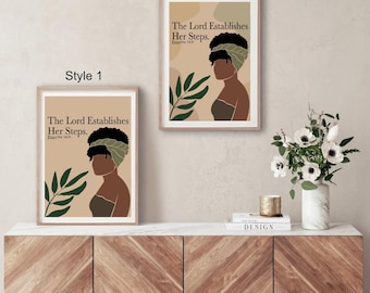 Black Woman Christian Wall Art, Fait-based Art, Bible Verse Art Print, Christian Wall Decor, Black Women Art, Digital Download