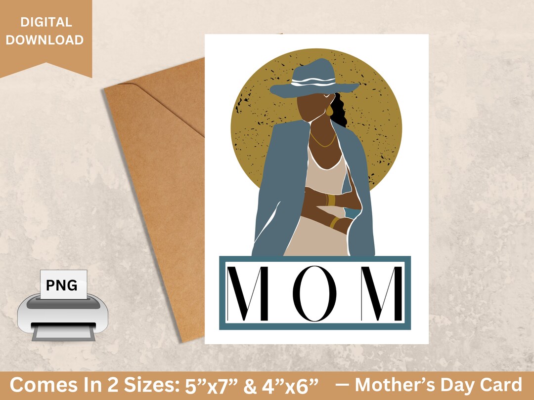 Black Woman Happy Mothers Day Card,digital DOWNLOAD, Black Queen ...