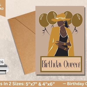 Joyeux anniversaire, cartes de voeux noires, téléchargement numérique, cartes de voeux afro-américaines, cartes d'anniversaire pour femmes noires, cartes femmes noires