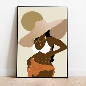 Black Woman Art, Black woman in bikini art, DIGITAL  DOWNLOAD , Woman Illustration, Afro Art, Fashion Print,  Summer fashion, Bikini,