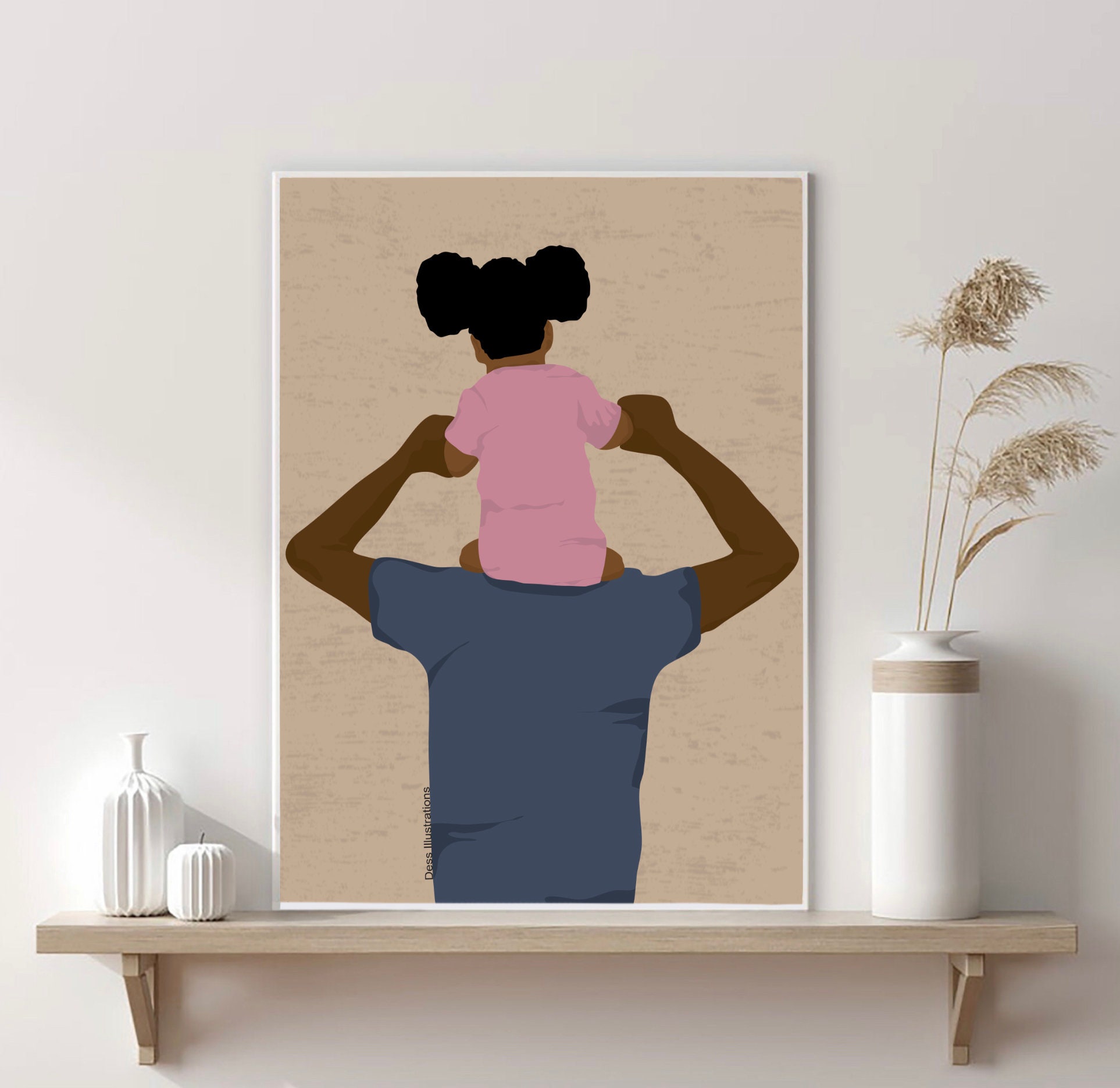African American Father & Daughter Art, DIGITAL DOWNLOAD, Daughter and ...