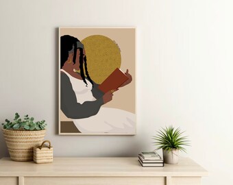 Donna nera con dreadlocks, ragazza nera con dreadlocks, stampa artistica donna con dreadlocks, DOWNLOAD DIGITALE, illustrazione di donna, arte afro, dreadlocks, dreadlocks