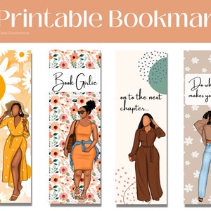 Black Girl Bookmarks | Black Women Bookmark | Printable Bookmark | DIY Bookmark | African American Woman Bookmark | Bookmark Gift