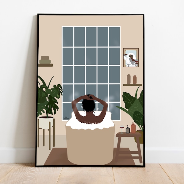 African American Woman Bath Art Etsy