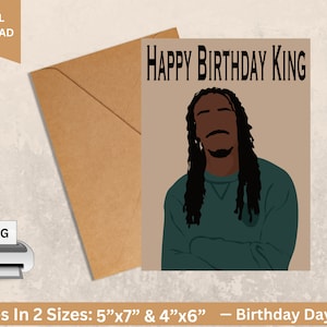 Joyeux anniversaire KING, carte de voeux homme noir, téléchargement numérique, cartes de voeux afro-américaines, cartes pour hommes noirs, carte de voeux pour lui