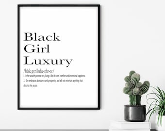 Definición de lujo de chica negra, descarga digital, arte de mujeres negras, impresión artística de definición, arte afroamericano, arte de pared, arte de afirmación