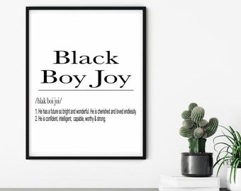 Black Boy Joy Definition, digitaler Download, Black Boy Art, Definition Kunstdruck, Kinderzimmer Kunst Dekor, Wandkunst, Affirmation Kunst, Jungenzimmer