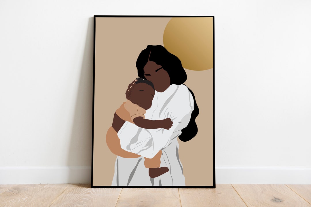 Black Mother and Child Wall Art, DIGITAL DOWNLOAD , Black Girl Art ...