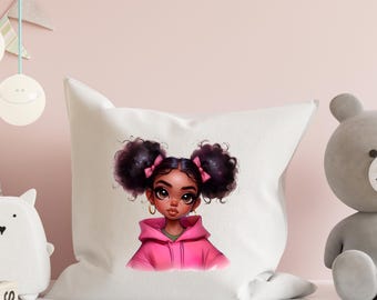 Little Black Girl Clipart, Black Girl Png, Girls Room Art Png Art, Black Girl Art