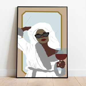 Schwarze Frau Kunst, Afrikanische Frau Kunst, digitaler Download, Selbstfürsorge Kunst, Afro-Wand-Kunst, Mode-Druck, schwarze Mädchen-Wand-Kunst, Bad-Druck, Spa