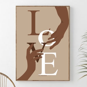 Schwarzes Paar Hände Wandkunst, druckbare Wandkunst, schwarze Liebe Schlafzimmer Kunst, Liebeskunst, Liebe Typografie, minimalistische Kunst Raumdekor, digitale Kunst