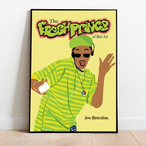 Fresh Prince Of Bel-Air Art Print, Fresh Prince, DIGITAL DOWNLOAD, 90&#39;s Classic Tv Illustration, Afro Art Print, Black  Classic TV Show