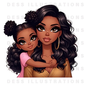 Clipart mamma e figlia afroamericana, PNG mamma e figlia, mamma e io madre e figlia afro, Clipart festa della mamma, Sublimazione mamma
