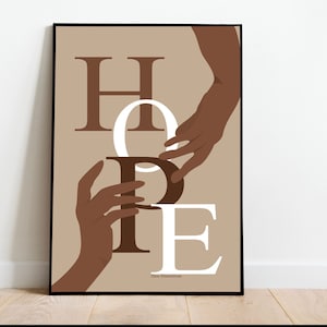 Zwart paar handen kunst aan de muur, afdrukbare muurkunst, hoop typografie slaapkamer kunst, abstracte kunst, minimalistische kunst kamerdecor, digitale kunst, hoop kunst