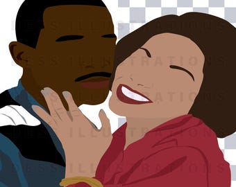 Martin And Gina, Martin Tv Show Clipart, DIGITAL DOWNLOAD, 90's Classic Tv, Black Couple Art, Black Classic Tv png