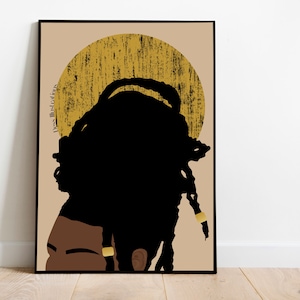 Black Girl With Locs, Black Woman Art, Woman with dreadlocks, Art Print, DIGITAL  DOWNLOAD, Woman Illustration, Afro Art, Locs, Dreadlocs