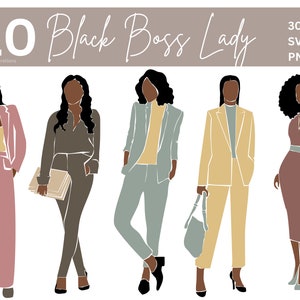 Black Boss Lady Clipart, Abstract Woman Clipart, Lady Boss SVG, African Woman SVG, Female Boss, Fashion Woman Clip Art, Vector clipart, PNG