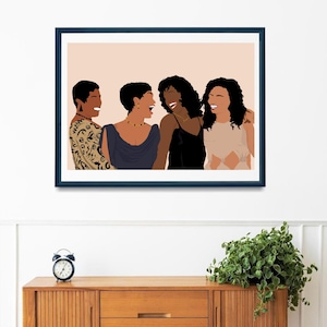 Lámina &quot;Esperando un respiro&quot;, descarga digital, película clásica de los 90, ilustración de mujeres, película clásica negra, arte mural, decoración de pared, regalo