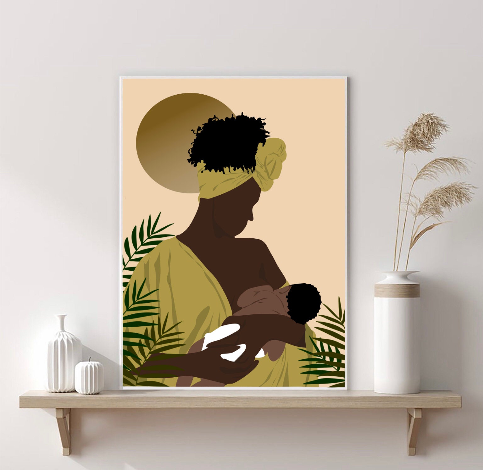 Black Mother And Child Wall Art DIGITAL DOWNLOAD Mother Art Print 