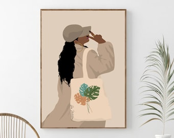 Black Woman Art, African American Art, Digital Download, Black Girl Art, Woman Art Decor, Modern Wall Art, Fashion Art, Wall Decor