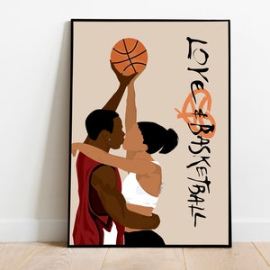 Love and Basketball Art Print, DIGITAL DOWNLOAD, Classic Black Movies, Black Couple Art, Minimalist Art, Home Decor, Black Art Print, Couple