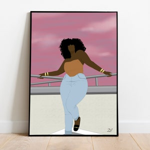 Curvy black woman art, Instant download, plus size melanin women art, african american art, big girl art, body positive art