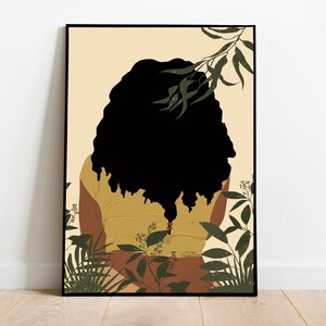 Plant Black Girl Art, Black Woman Art, Printable Wall Art, Black Art Print, Black Wall Art, Black Girl Wall Art, Plant Girl, Plant Wall Art.