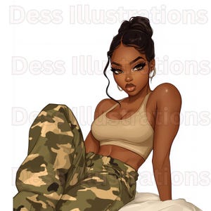 Black Women PNG Art,  Digital Download, Melanin Black Girl, African American Clipart, High Quality Clipart