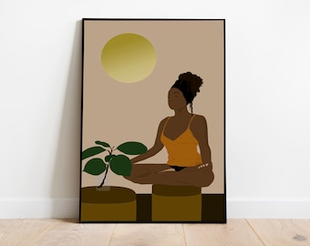Donna nera con dreadlocks, ragazza nera con dreadlocks, stampa artistica donna con dreadlocks, DOWNLOAD DIGITALE, illustrazione di donna, arte afro, dreadlocks, dreadlocks