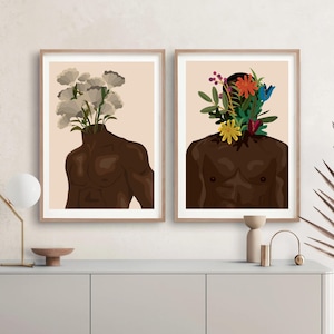 Black Man Art, Printable Wall Art,Set Of 2, Black Man Illustration, Black Art Print Wall Decor, Modern Art, Abstract Art Print, African Man