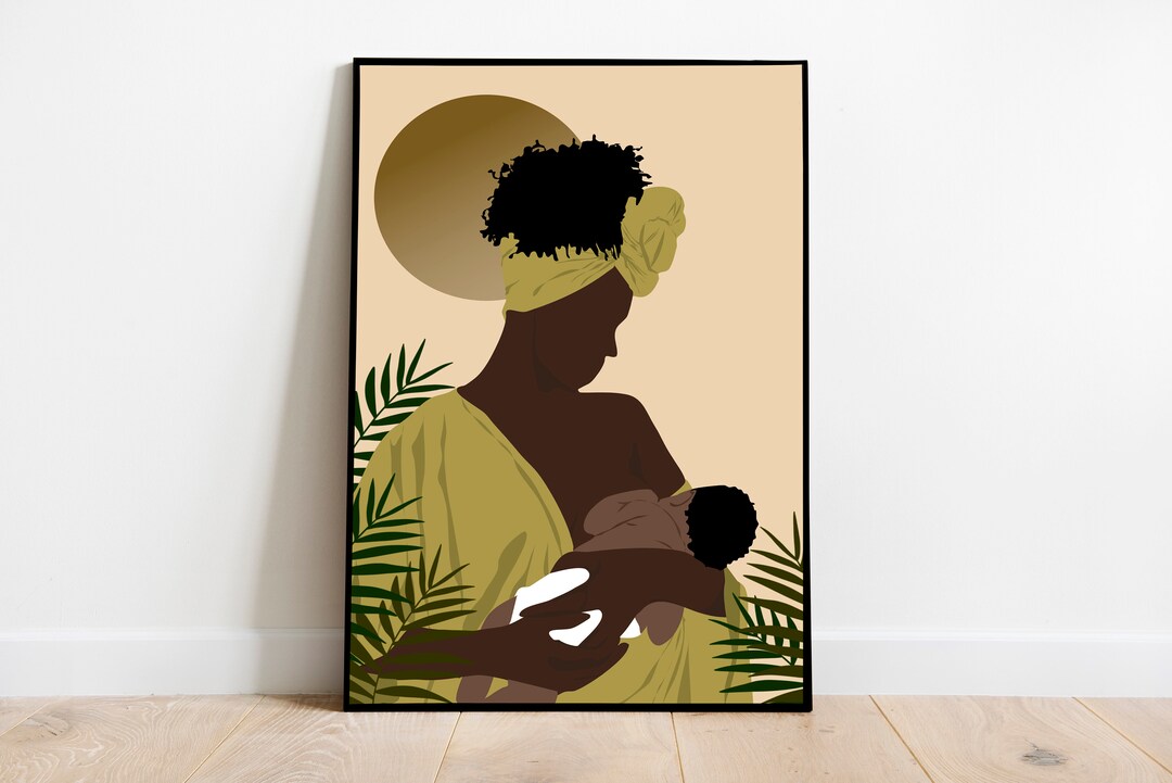 Black Mother and Child Wall Art, DIGITAL DOWNLOAD , Mother Art Print ...