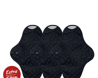 Reusable Organic Cotton Menstrual Pads in Black Multiples  - hannahPAD, certified organic, washable, comfortable, long-lasting