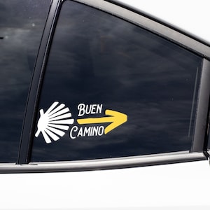 Car Decal Vinyl for Laptop Truck Water Bottle "Buen Camino" Camino De Santiago Saint James Way Shell and Yellow Arrow