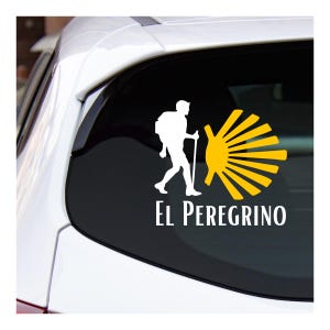 Car Decal Vinyl for Laptop Truck Water Bottle &quot;El Peregrino&quot; Camino De Santiago Saint James Way Shell Commemorative