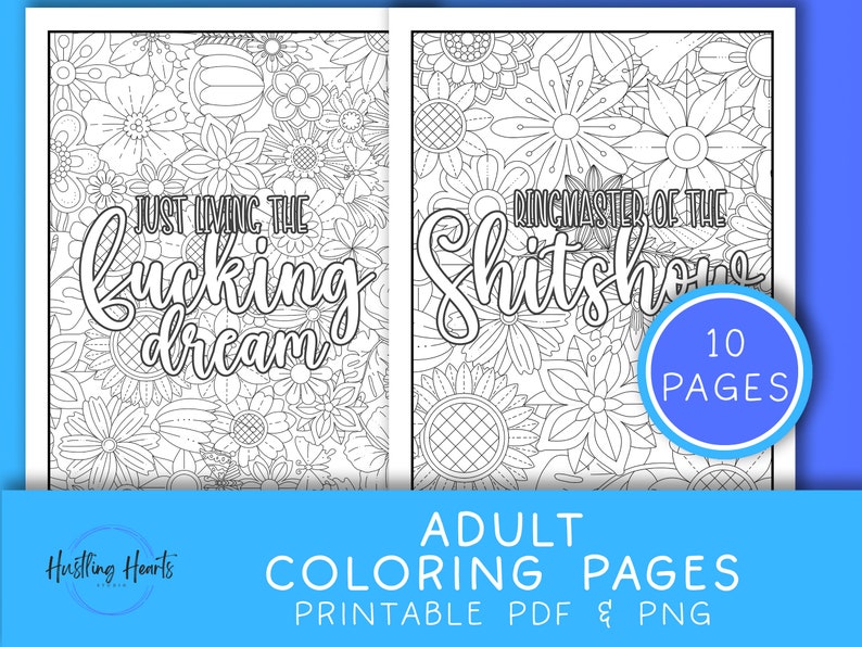10 Adult Coloring Pages Printable Curse Words Swear Word Coloring