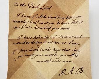 R.A.B. letter / note to the dark lord