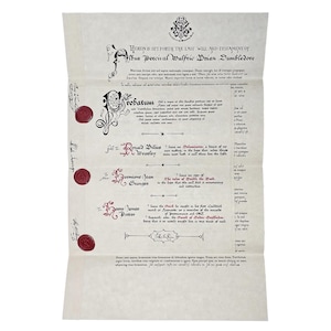 El último testamento y testamento del director mago de la escuela mágica: réplica de tamaño 11,7 x 17 pulgadas.