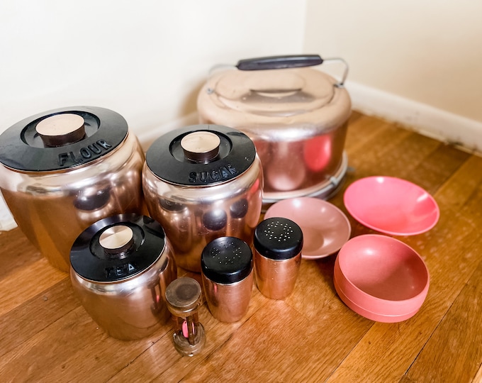 Barbie Pink Kitchen Starter Set Kromex Pink Rose Gold Aluminum Canister