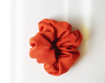 AUTUMN- Large Orange Crepe Hair Scrunchie