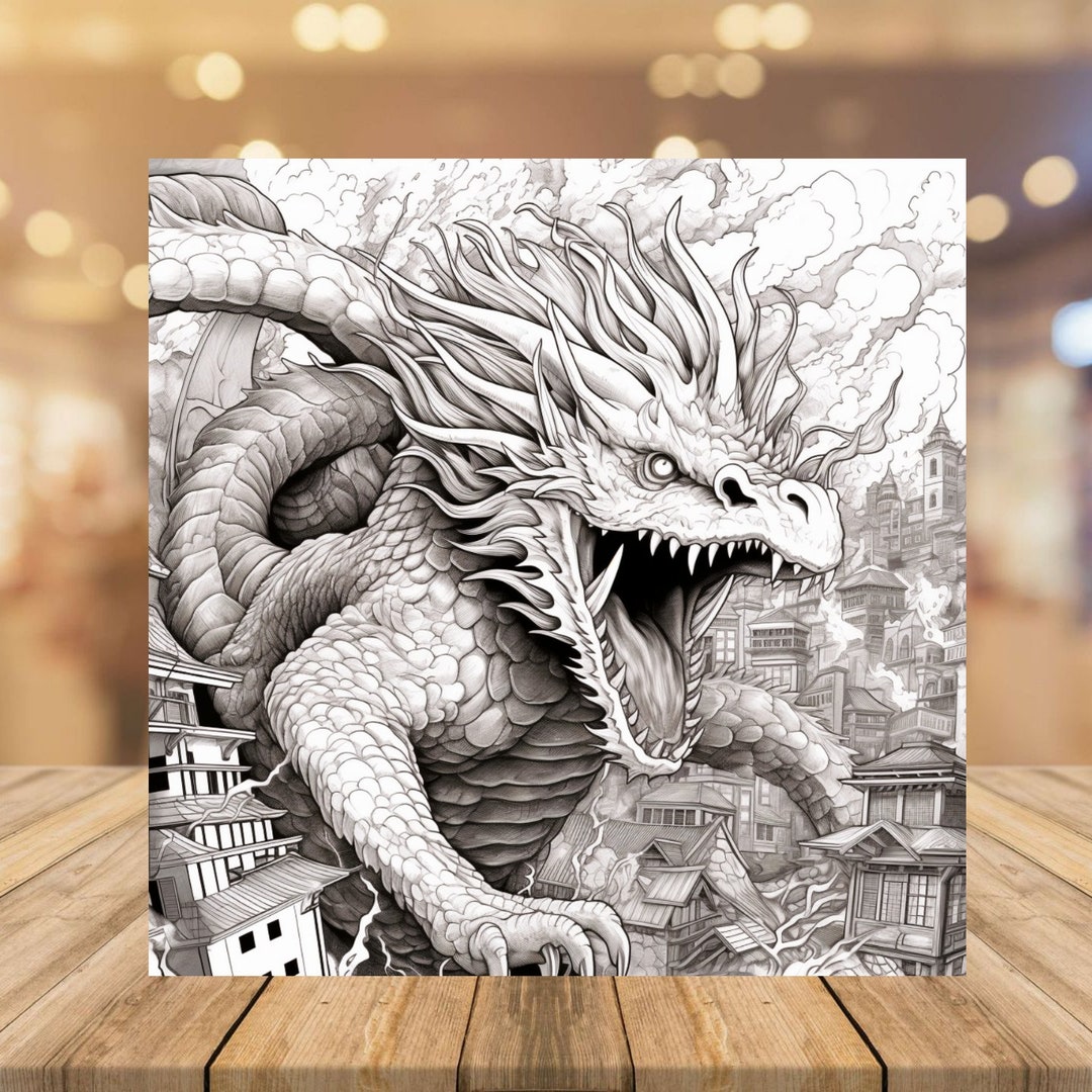Dragon Coloring Page - Etsy