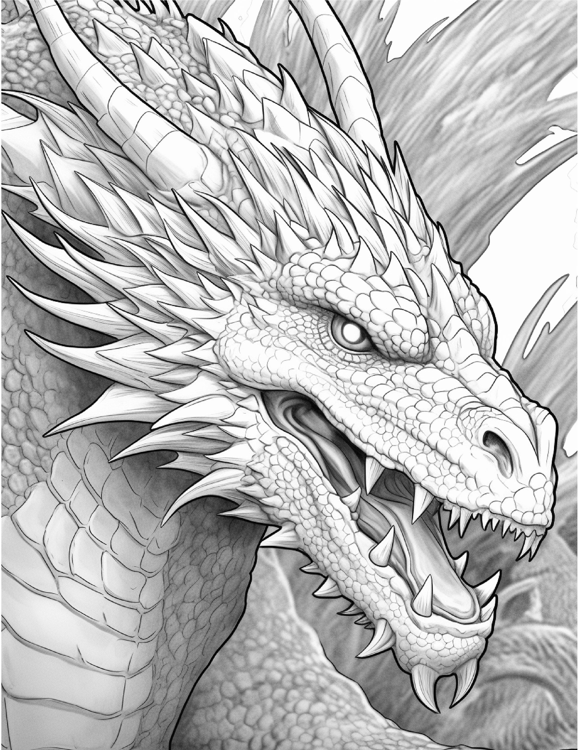 Adult Coloring Pages, Dragon Coloring Pages for Adults, Enchanting ...