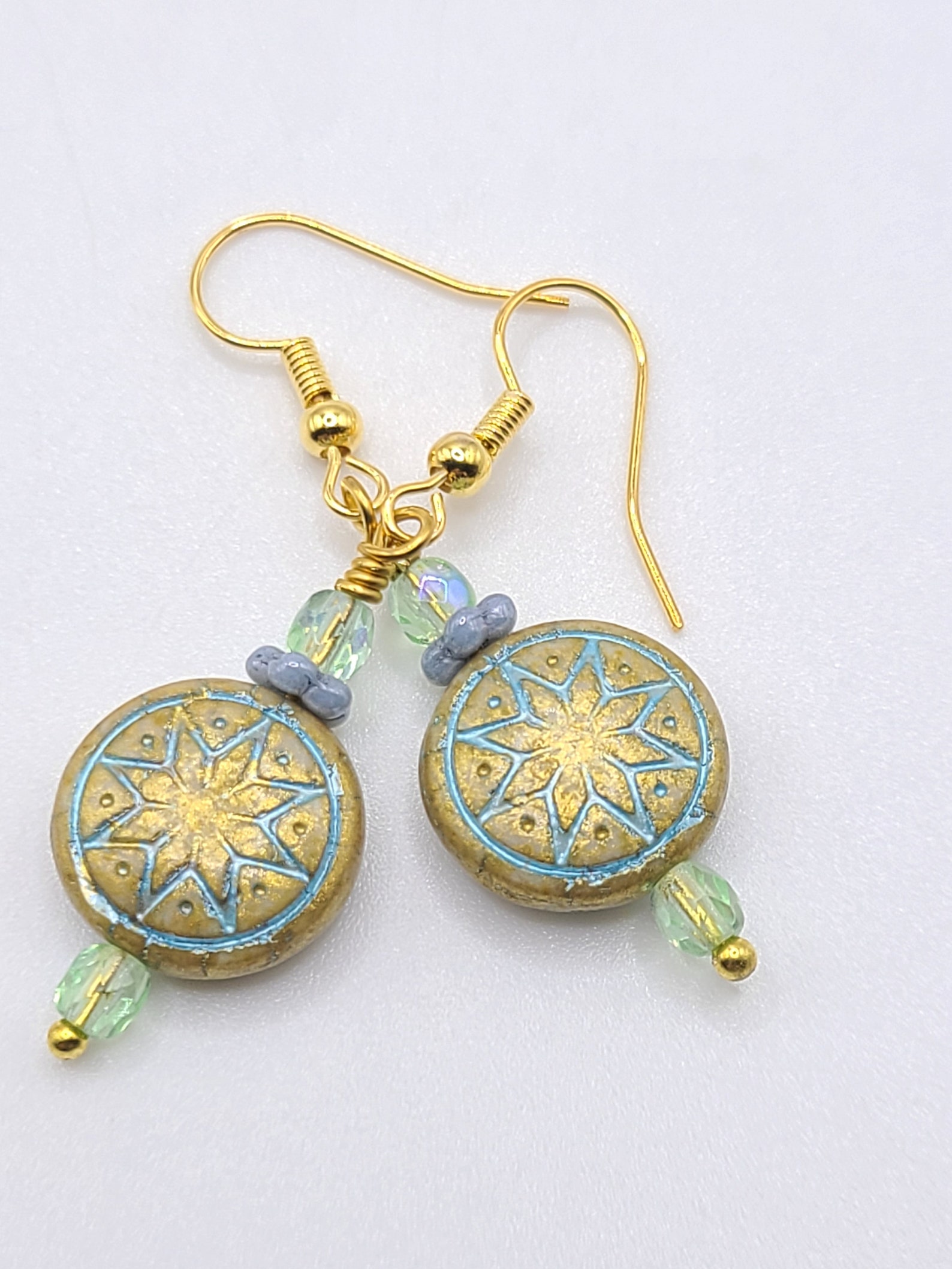 Blue Gold Drop Earring